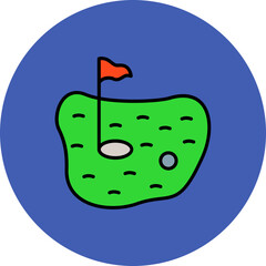 Golf Ground Multicolor Circle Filled Line Icon
