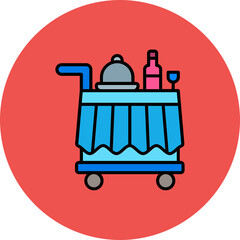 Room Service Multicolor Circle Filled Line Icon