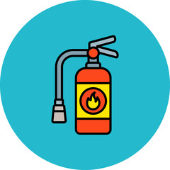 Fire Extinguisher Multicolor Circle Filled Line Icon