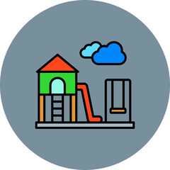 Playground Multicolor Circle Filled Line Icon