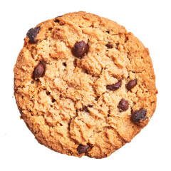  Delicious single chocolate cookie over isolated white background