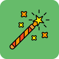 Magic Wand Multicolor Round Corner Filled Line Icon