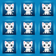 Fototapeta premium Cute cartoon kittens - seamless vector cats pattern, punchy colors that demand attraction
