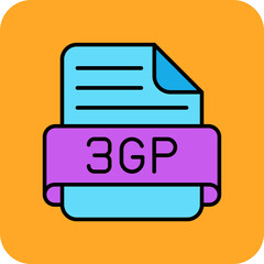 3gp Multicolor Round Corner Filled Line Icon