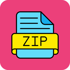 Zip Multicolor Round Corner Filled Line Icon