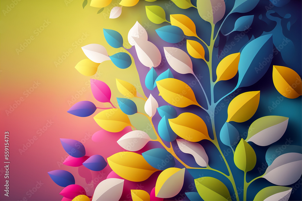Canvas Prints illustration of colorful leaves on a branch. generative ai.