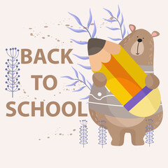 Welcome back to school with a cute bear animal character