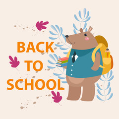 Welcome back to school with a cute bear animal character