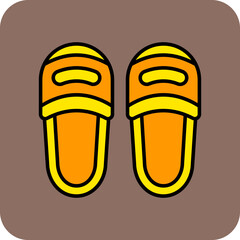 Slippers Multicolor Round Corner Filled Line Icon