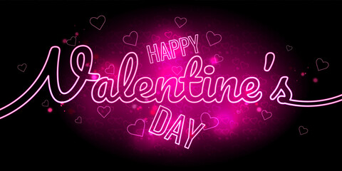 Happy Valentine's Day Background neon pink love concept art cover