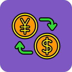 Currency Exchange Multicolor Round Corner Filled Line Icon