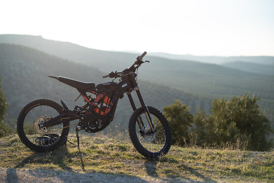 Jaen, Spain - January 6, 2023: New electric Motorcycle Surrond
