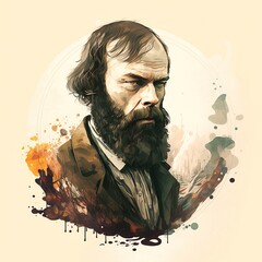 Fyodor Dostoevsky modern, artistic portrait