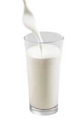 Milk in the glass on transparent png, easy to use