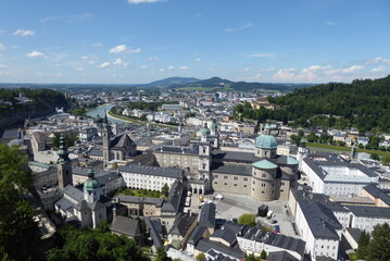 View of the city of Salzburg from Hohensalzburg Castle in Austria