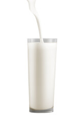 Milk in the glass on transparent png, easy to use