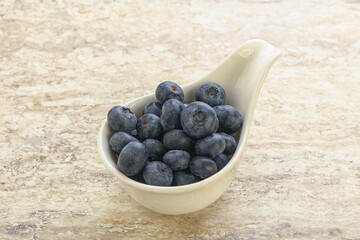 Sweet ripe blueberry heap in the bowl