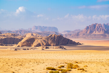Fototapeta na wymiar desert view in wadi rum, jordan