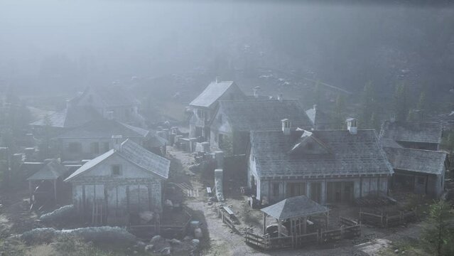 Aerial view of Swiss mountain village