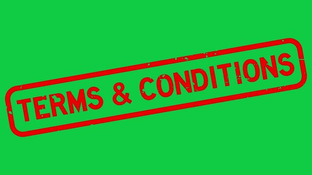 Grunge red terms and conditions word square rubber seal stamp zoom on green background