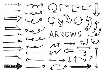 細めの手書き矢印セット　黒