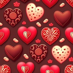 Fototapeta na wymiar Valentine's day patterns graphic.Generative AI
