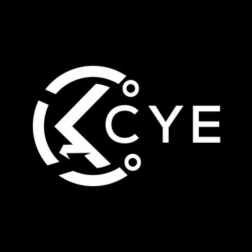CYE letter logo. CYE white image on black background. CYE vector logo design for entrepreneur and business. CYE best icon.	
