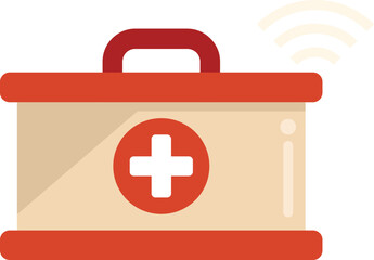 Wireless first aid kit icon flat vector. Online doctor. Medical care isolated