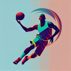 Basketball player illustration character in abstract style