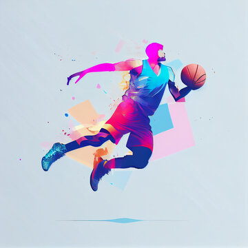 Basketball player illustration character in abstract style