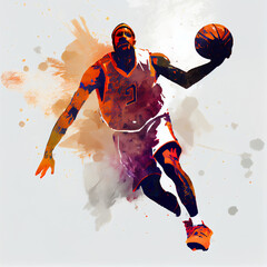 Basketball player illustration character in abstract style