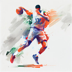 Basketball player illustration character in abstract style