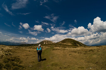 Fototapeta premium One day hiking in the spring mountains