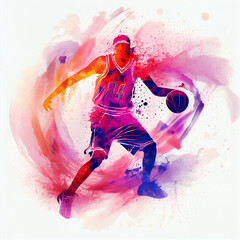 Fototapeta na wymiar Basketball player illustration character in abstract style