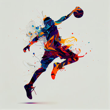 Basketball player illustration character in abstract style