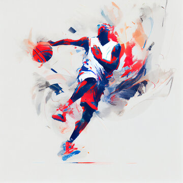 Basketball player illustration character in abstract style