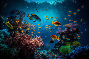 Naklejka na ściany i meble Tropical Marine Life - Generated by Generative AI