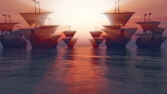 old ship sunset 4k