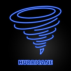 hurricane neon sign, modern glowing banner design, colorful modern design trends on black background. Vector illustration.