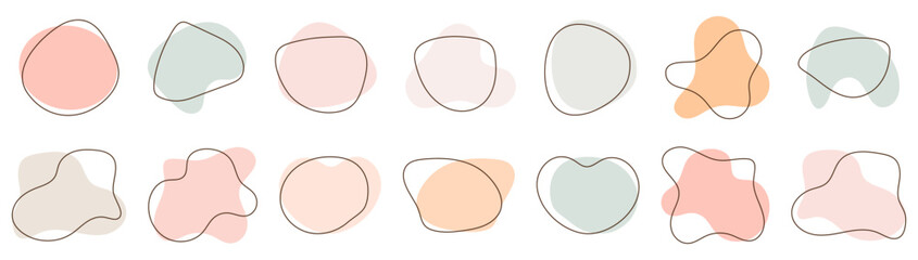 Set of abstract fluid shapes in pastel colors. Flat vector illustrations