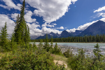 nature sceneries along the Highway from Prince George to Jasper National Park, Alberta, Canada 