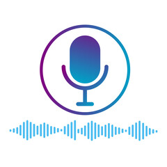 microphone icon vector illustration, Microphone icon with voice bar command