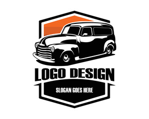 Obraz premium 1970 chevrolet panel truck isolated side view white background. best for logos, badges, emblems, icons, available in eps 10.