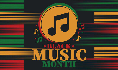 Fototapeta premium Black Music Month in June. African-American Music Appreciation Month. Celebrated annual in United States. Music concept. Poster, card, banner and background. Vector illustration