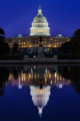 US Capitol building at night - Washington DC, United States
