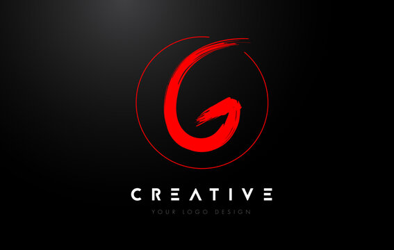 Red G Brush Letter Logo Design. Artistic Handwritten Letters Logo Concept.
