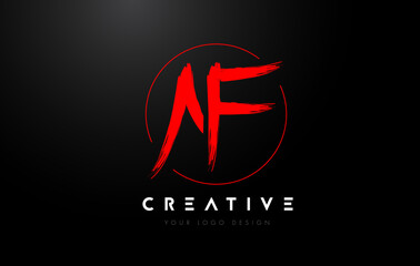 Red AF Brush Letter Logo Design. Artistic Handwritten Letters Logo Concept.