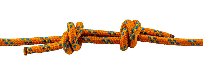 double fisherman's knot orange rope example, png transparent	