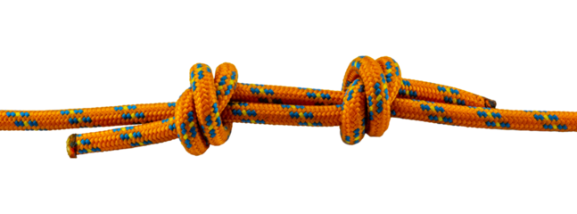 double fisherman's knot orange rope example, png transparent	