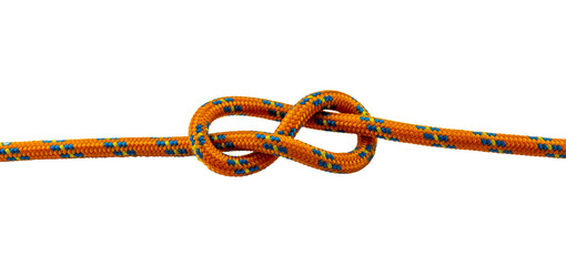 Savoy knot orange rope knot example with transparent background, png